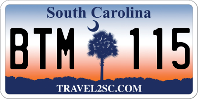 SC license plate BTM115