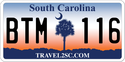 SC license plate BTM116