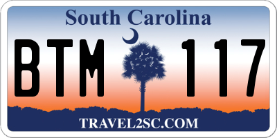 SC license plate BTM117