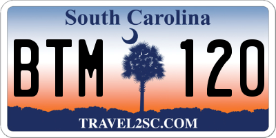 SC license plate BTM120