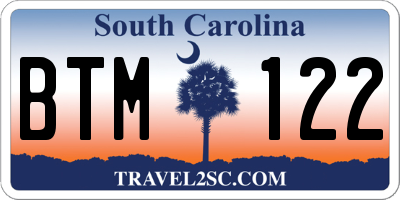 SC license plate BTM122