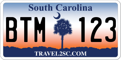 SC license plate BTM123