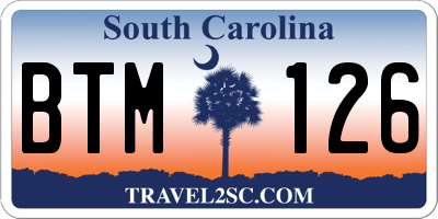 SC license plate BTM126