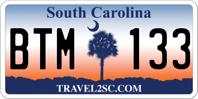 SC license plate BTM133