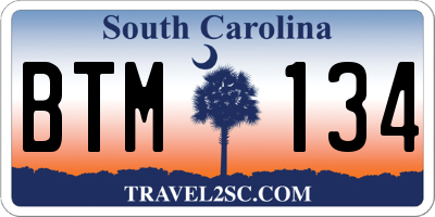 SC license plate BTM134