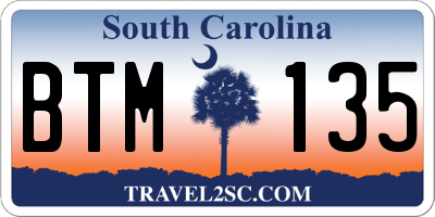 SC license plate BTM135