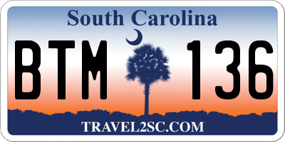 SC license plate BTM136