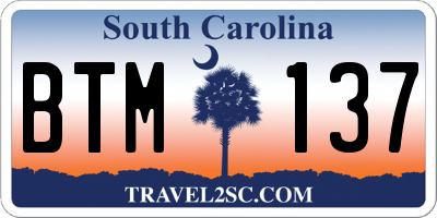 SC license plate BTM137