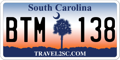 SC license plate BTM138