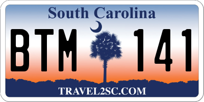 SC license plate BTM141