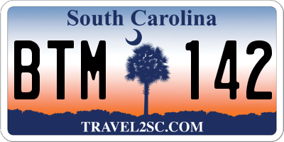 SC license plate BTM142