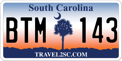 SC license plate BTM143