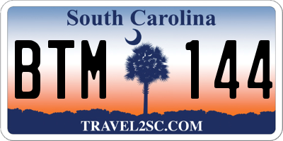 SC license plate BTM144