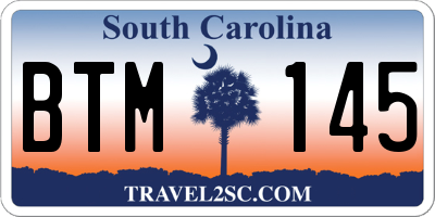 SC license plate BTM145