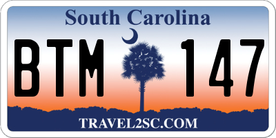 SC license plate BTM147