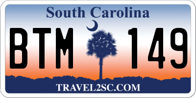 SC license plate BTM149