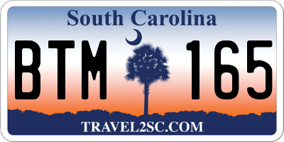 SC license plate BTM165