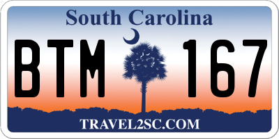 SC license plate BTM167