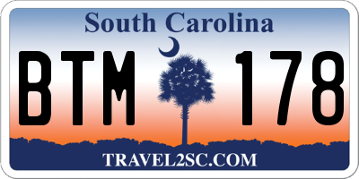 SC license plate BTM178