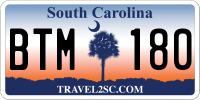 SC license plate BTM180