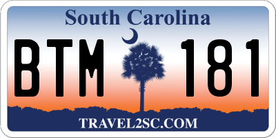 SC license plate BTM181