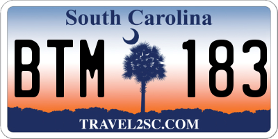SC license plate BTM183