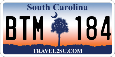 SC license plate BTM184