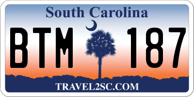 SC license plate BTM187