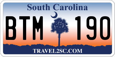 SC license plate BTM190