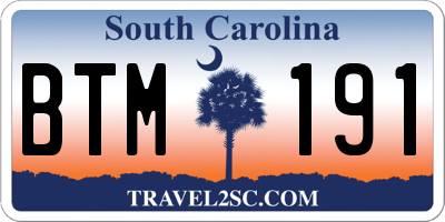 SC license plate BTM191