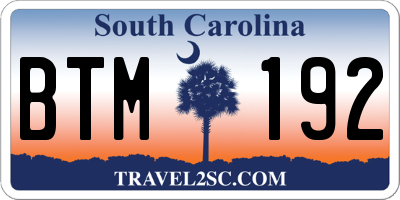 SC license plate BTM192