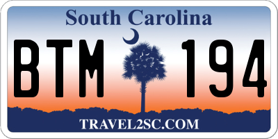SC license plate BTM194