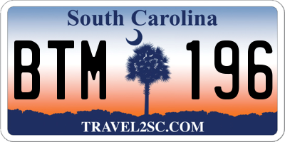 SC license plate BTM196