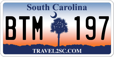 SC license plate BTM197
