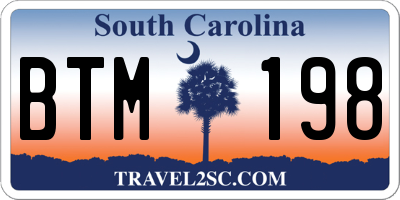 SC license plate BTM198