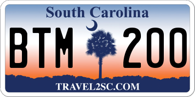 SC license plate BTM200