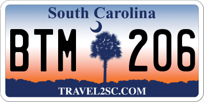 SC license plate BTM206