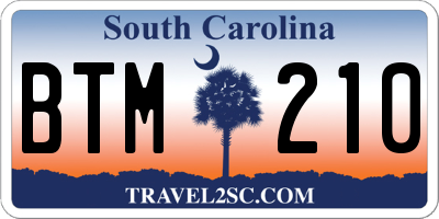 SC license plate BTM210