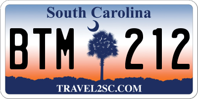 SC license plate BTM212