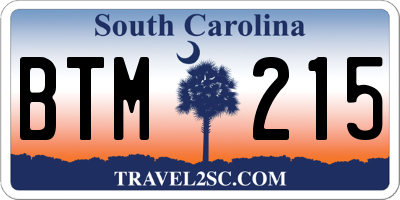 SC license plate BTM215