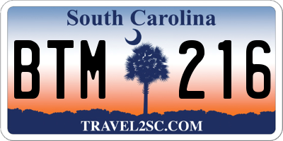 SC license plate BTM216