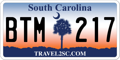 SC license plate BTM217