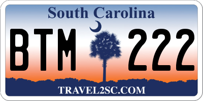 SC license plate BTM222