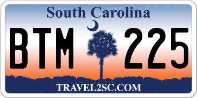SC license plate BTM225
