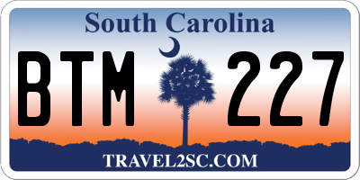 SC license plate BTM227
