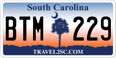 SC license plate BTM229