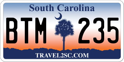 SC license plate BTM235