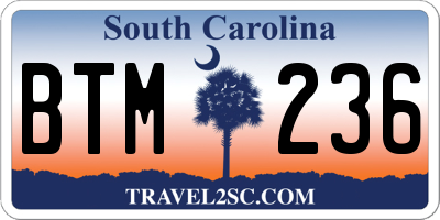 SC license plate BTM236