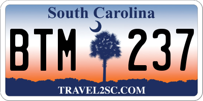 SC license plate BTM237