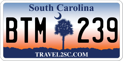 SC license plate BTM239